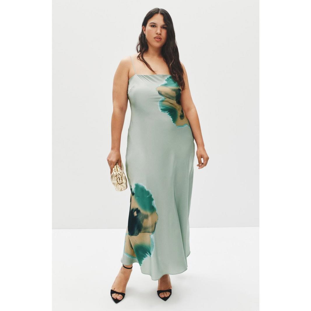 Hutch Green Abstract Lisa Maxi Dress With Fabric Pull